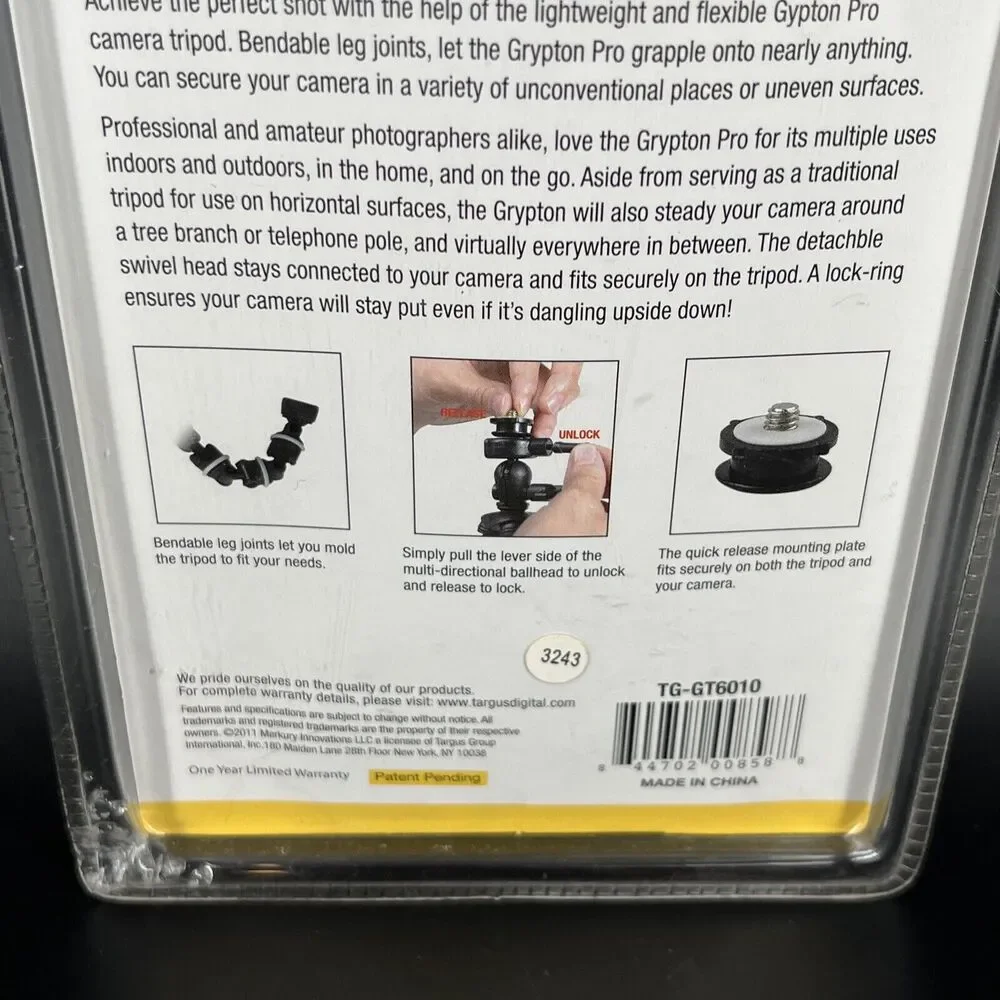 Targus TG-GT80G-101 Grypton Pro XL Flexible Tripod Black Gray (Package Damage)